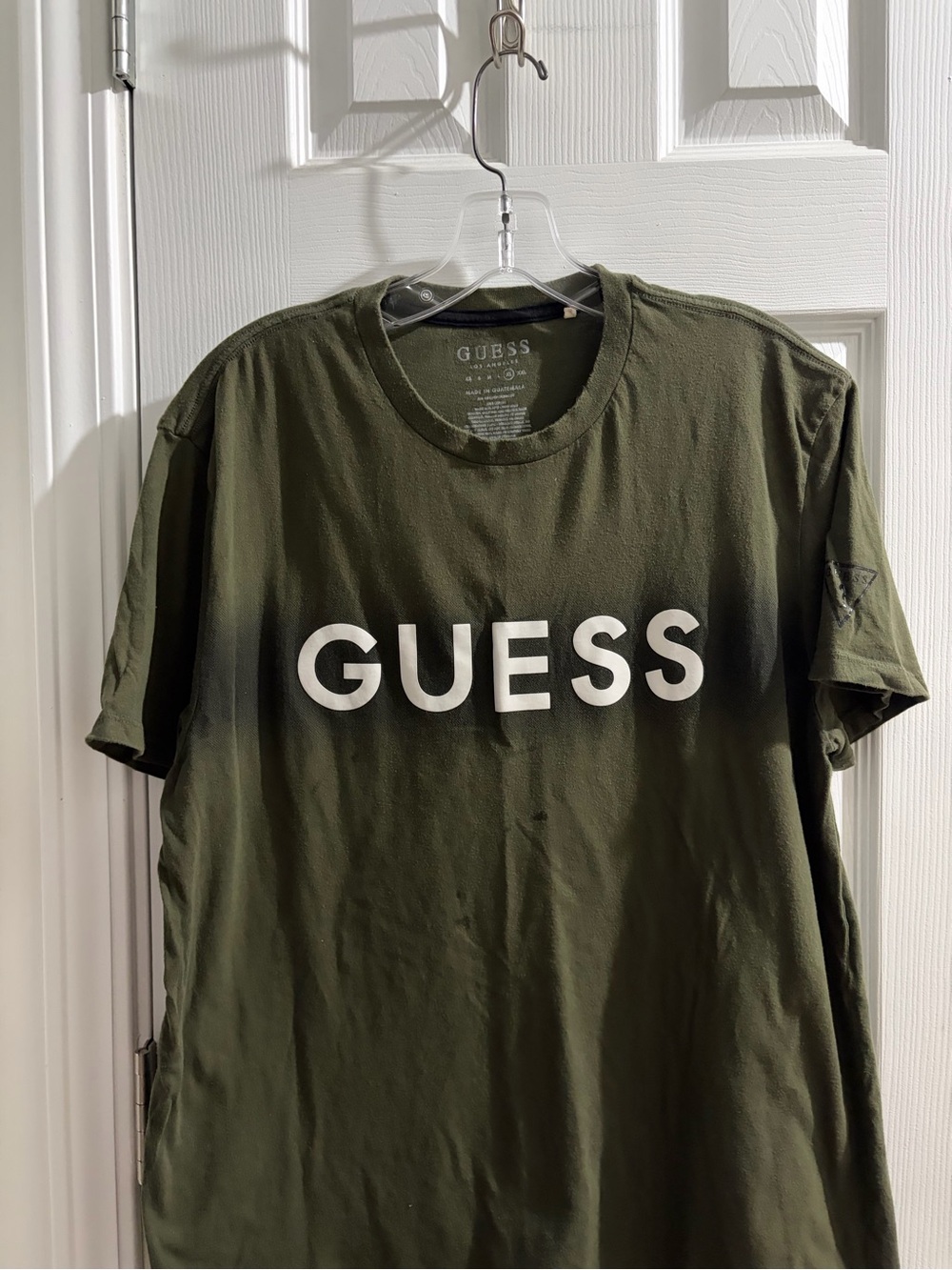 GUESS Olive Green Short Sleeve Logo Tee